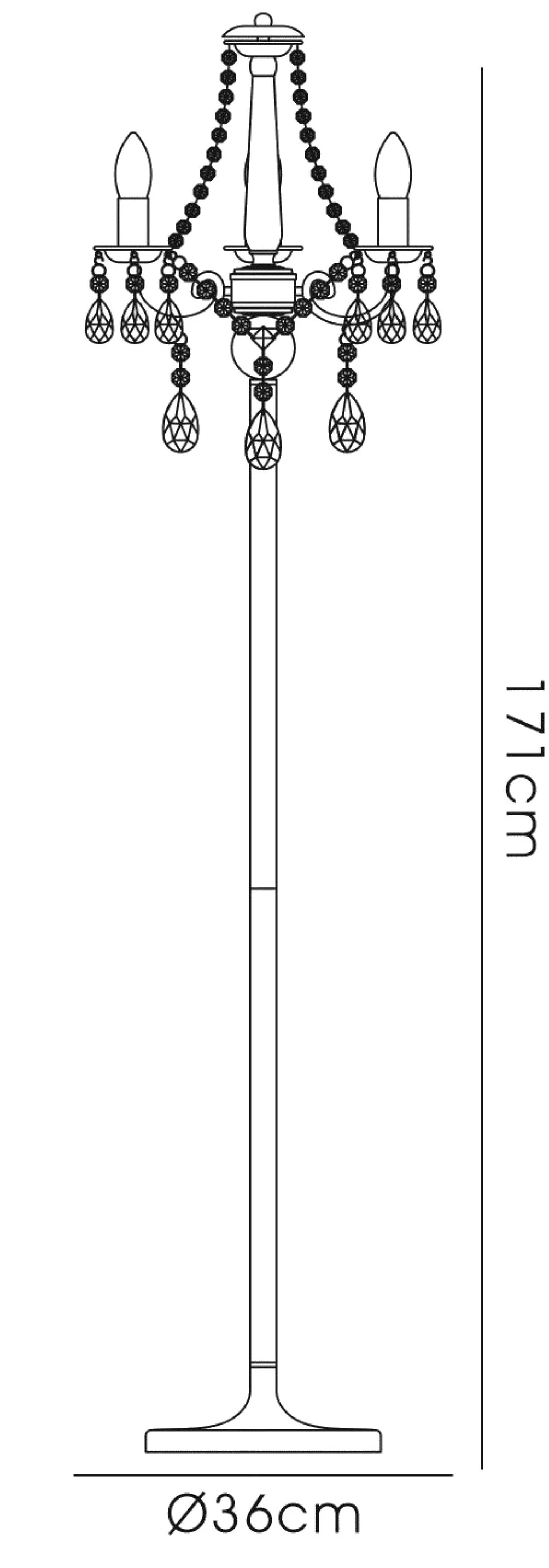 IL30066/BL  Olivia Crystal 163cm Floor Lamp 3 Light
